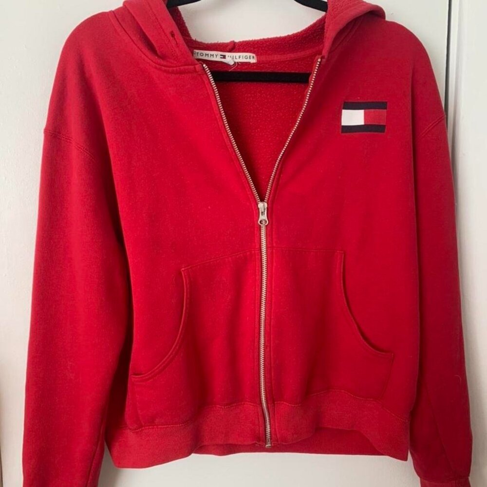 Vintage tommy hilfigar red zip up sweater